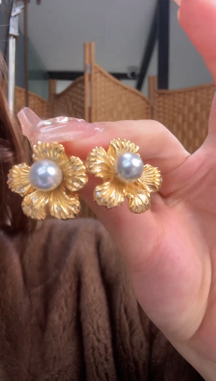 【闪购商品】海水珍珠耳饰银S925镶嵌耳饰