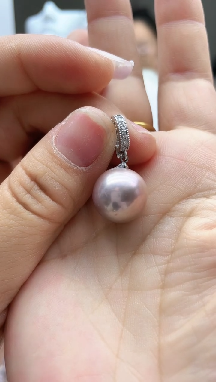 天然淡水 紫珠万能扣头 卡13-14mm