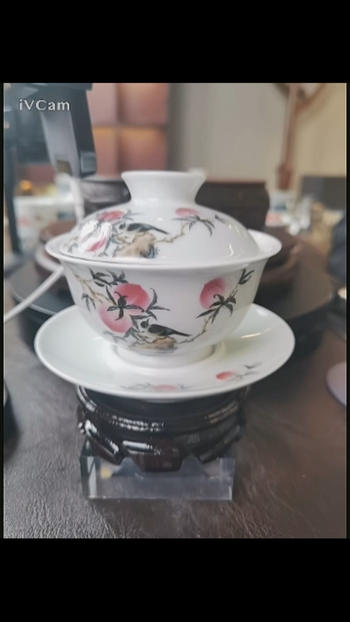 景德镇寿桃三才盖碗