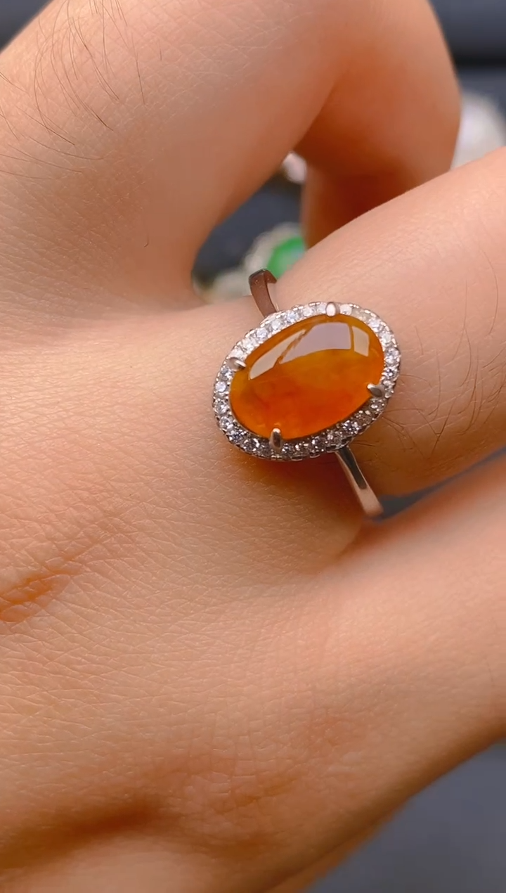 【闪购商品】翡翠戒指银S925镶嵌天然A货翡翠1