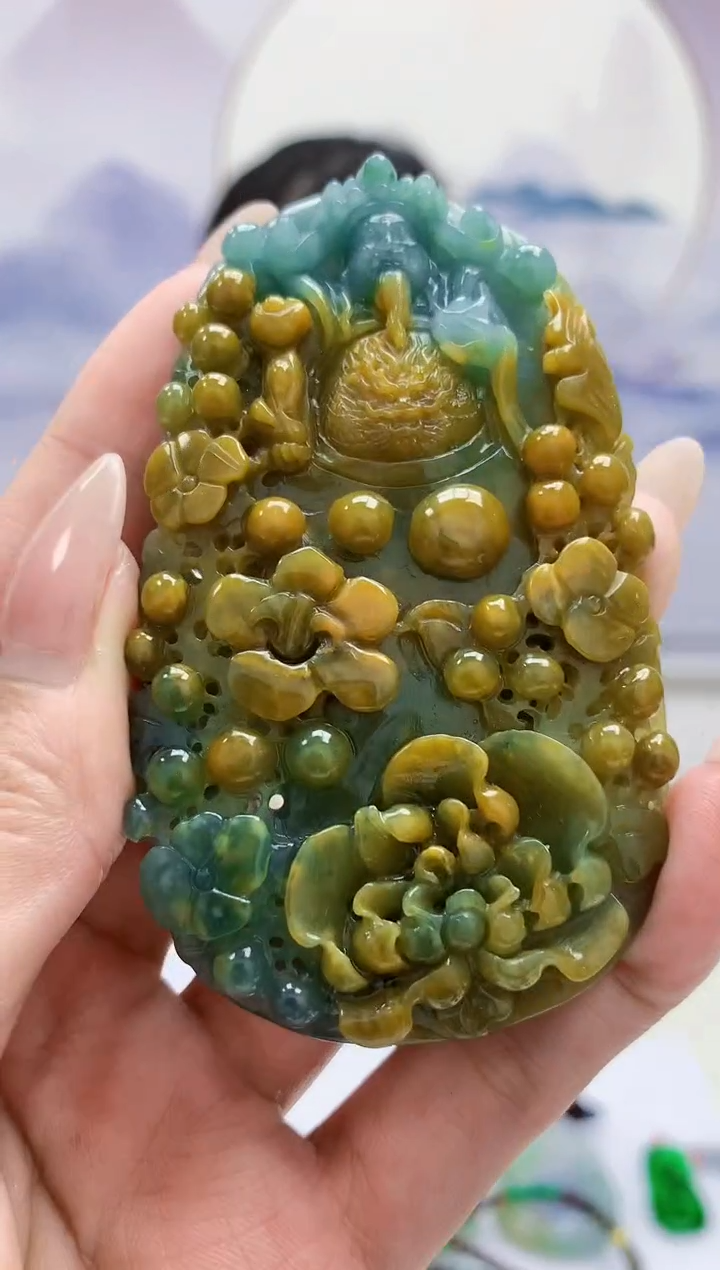 定制翡翠未镶嵌4852MM-毛货挂件212赠珠链