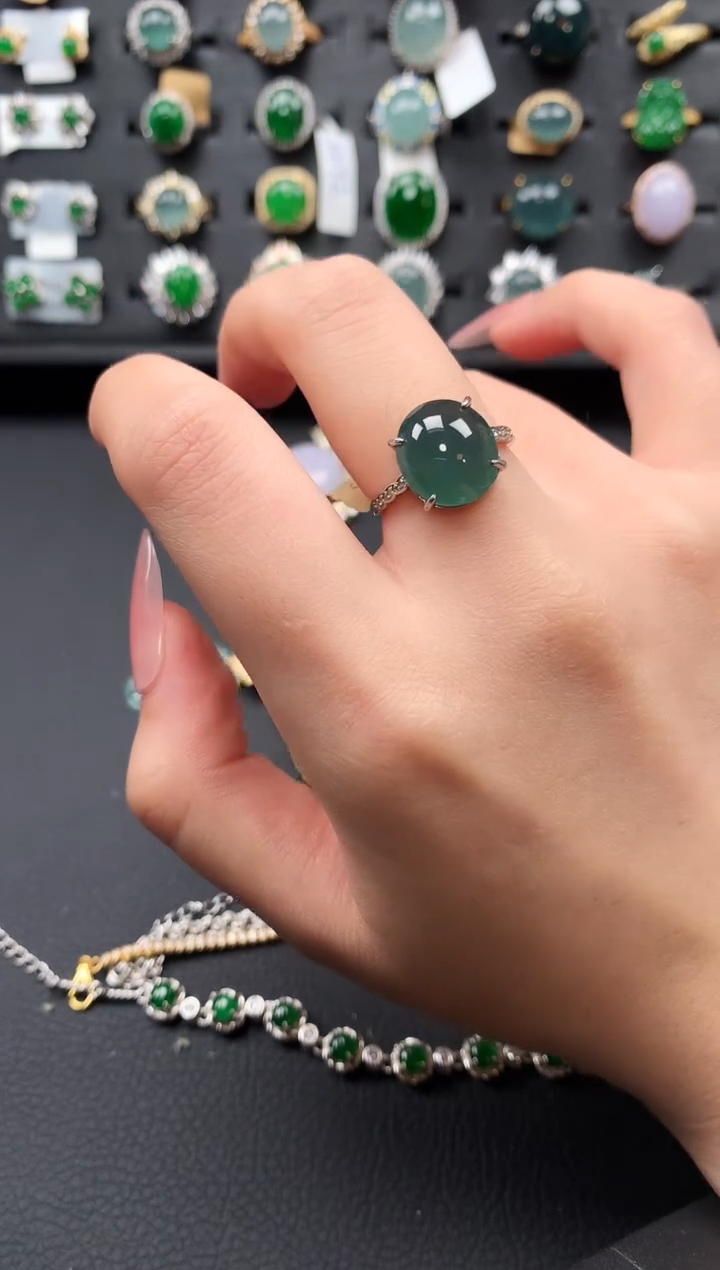 【闪购商品】翡翠戒指银S925镶嵌61341