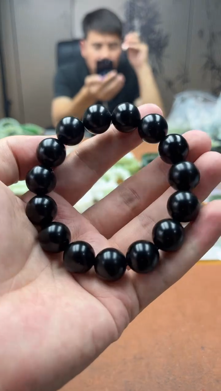未镶嵌手链和田玉纯天然新疆塔县黑青14