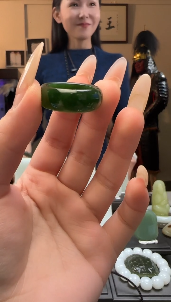 【闪购商品】和田玉碧玉戒指未镶嵌（19-21）
