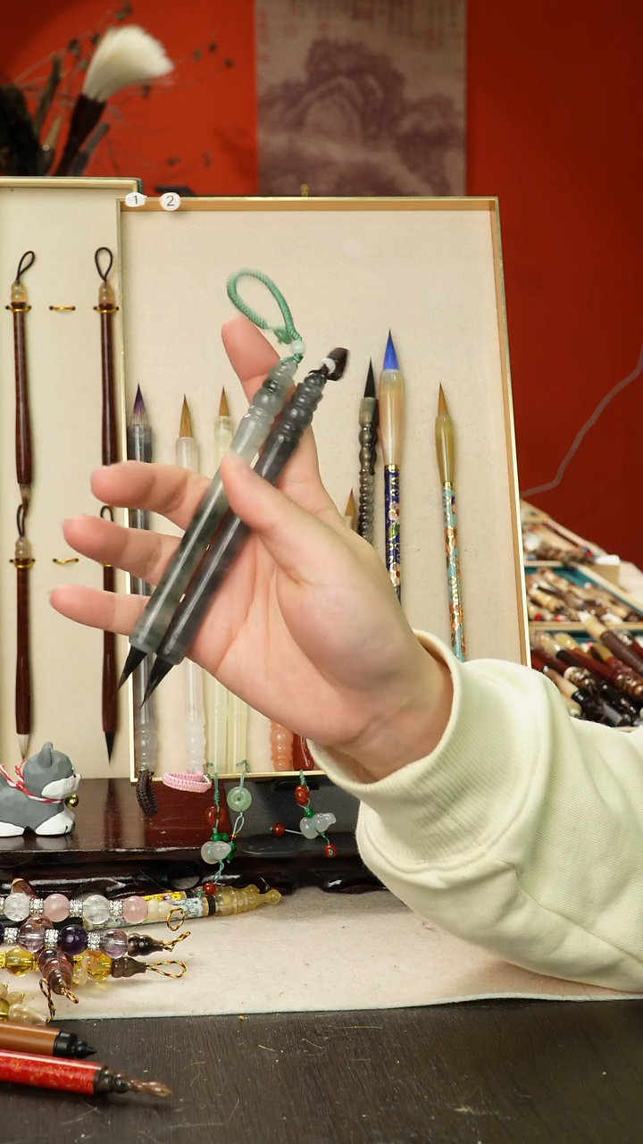 5号孤品高货毛笔链接 清水试笔 蘸墨不退