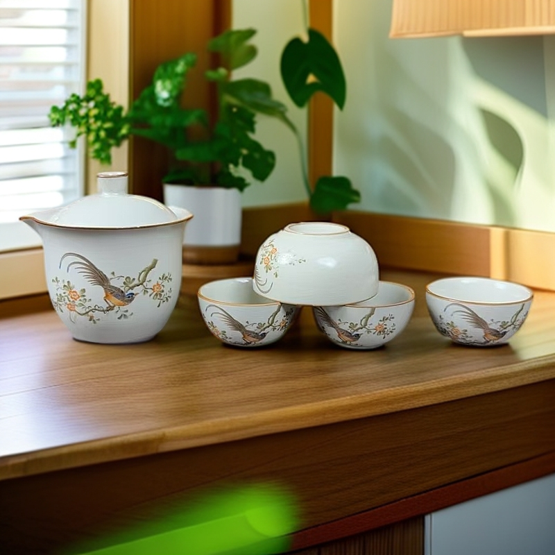 关耳窑喜上眉梢一壶四杯带包户外便携式旅行茶具