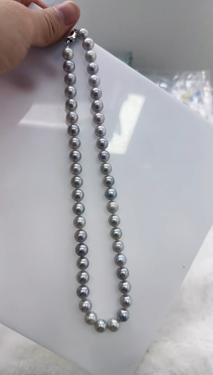 【闪购商品】海水珍珠DA未镶嵌灰珠串8 p509