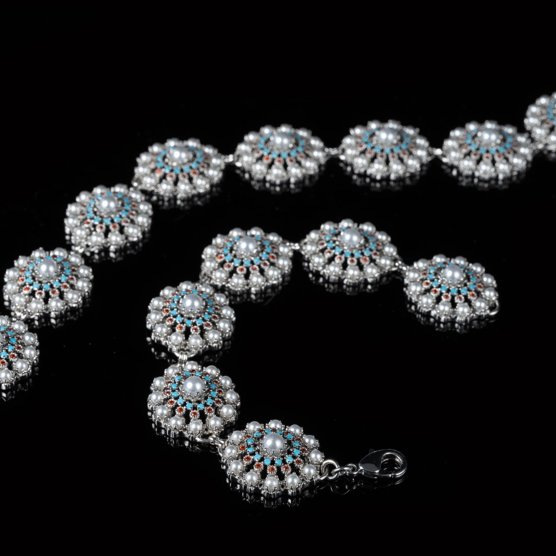 铜合金项链 中古vintage重工高品质手工镶嵌项链明星同款【1169】