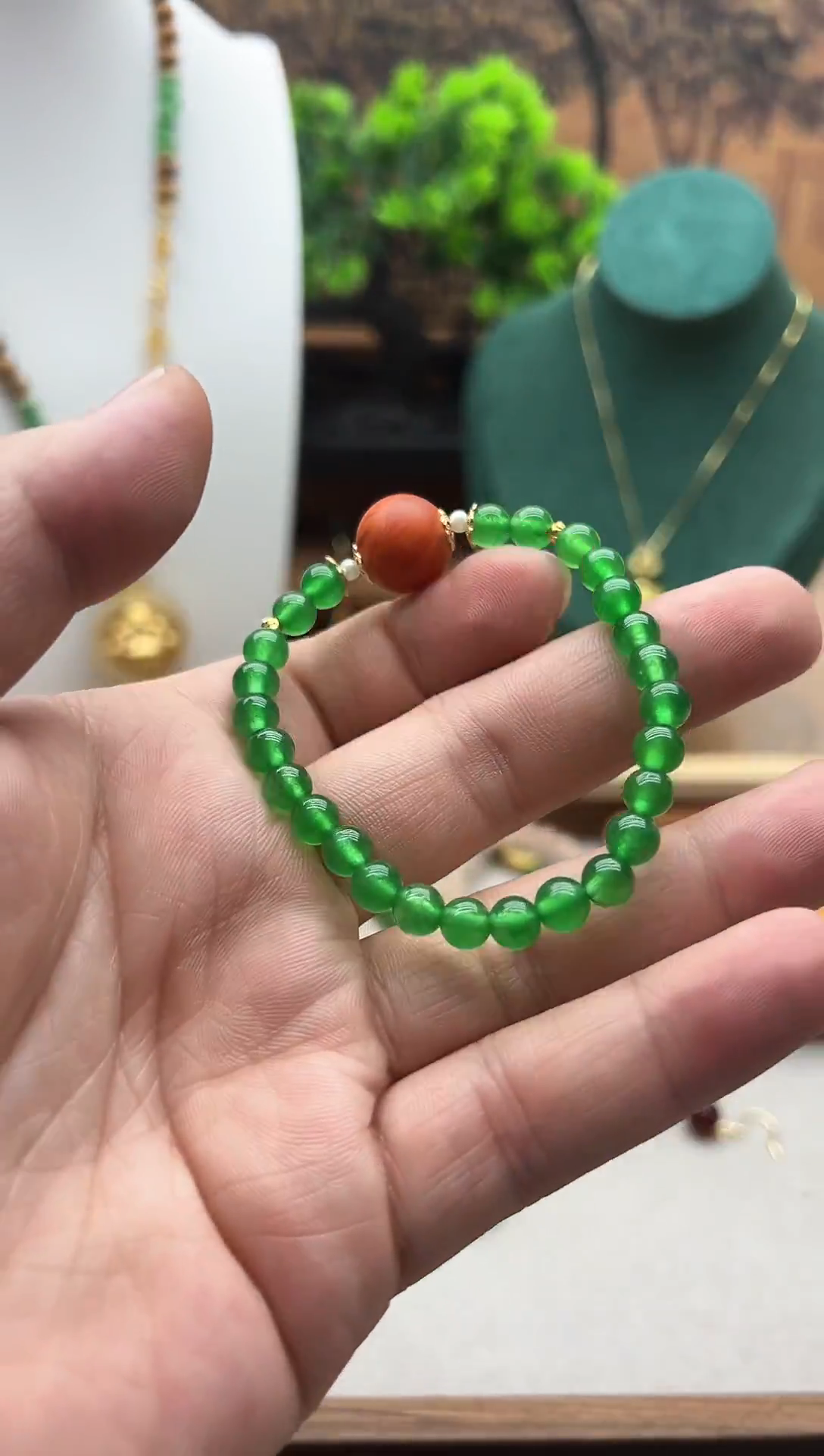 【闪购商品】翡翠手链14K金镶嵌S435    