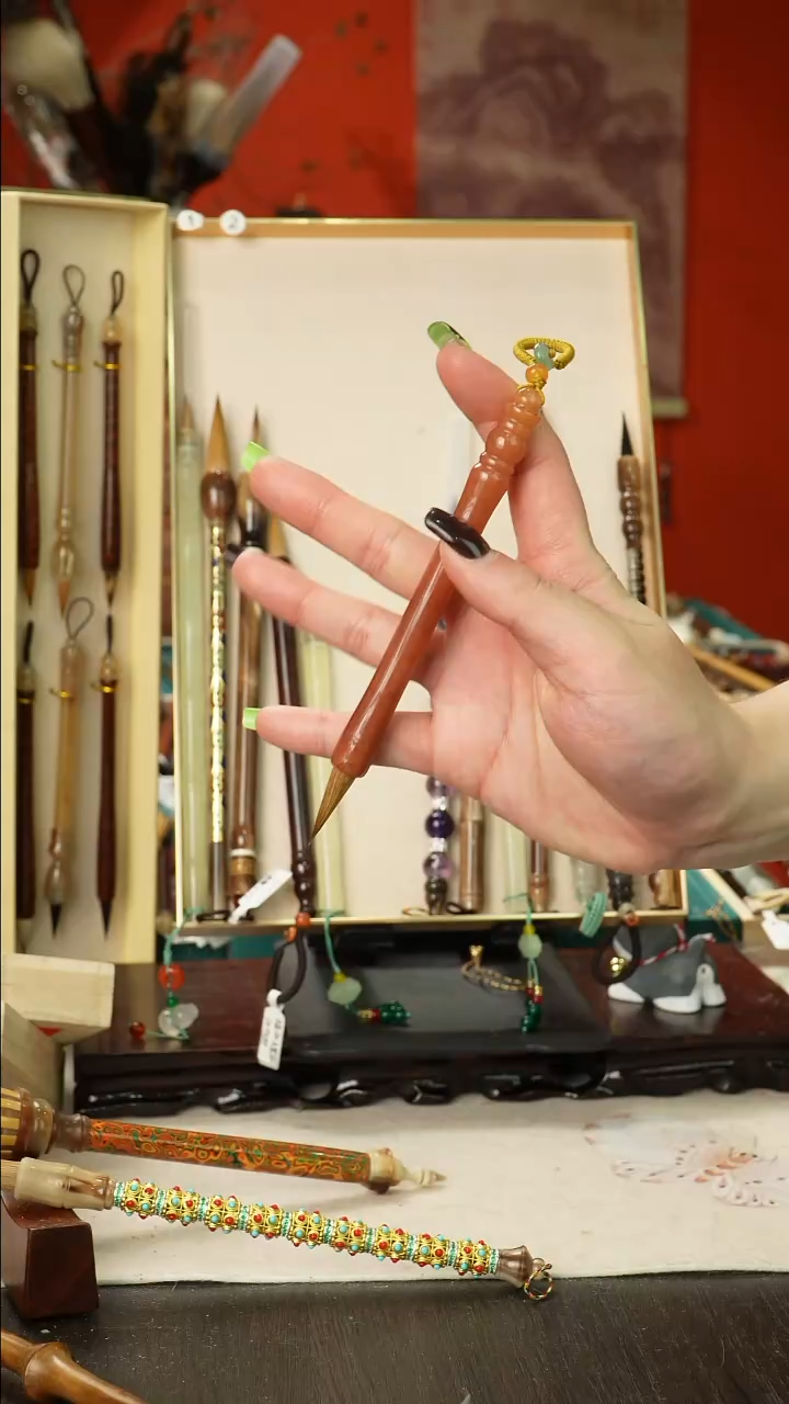 孤品高货毛笔链接 清水试笔 蘸墨不退