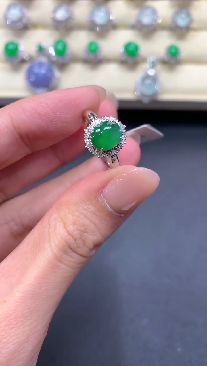 【闪购商品】翡翠戒指18K金镶嵌a78