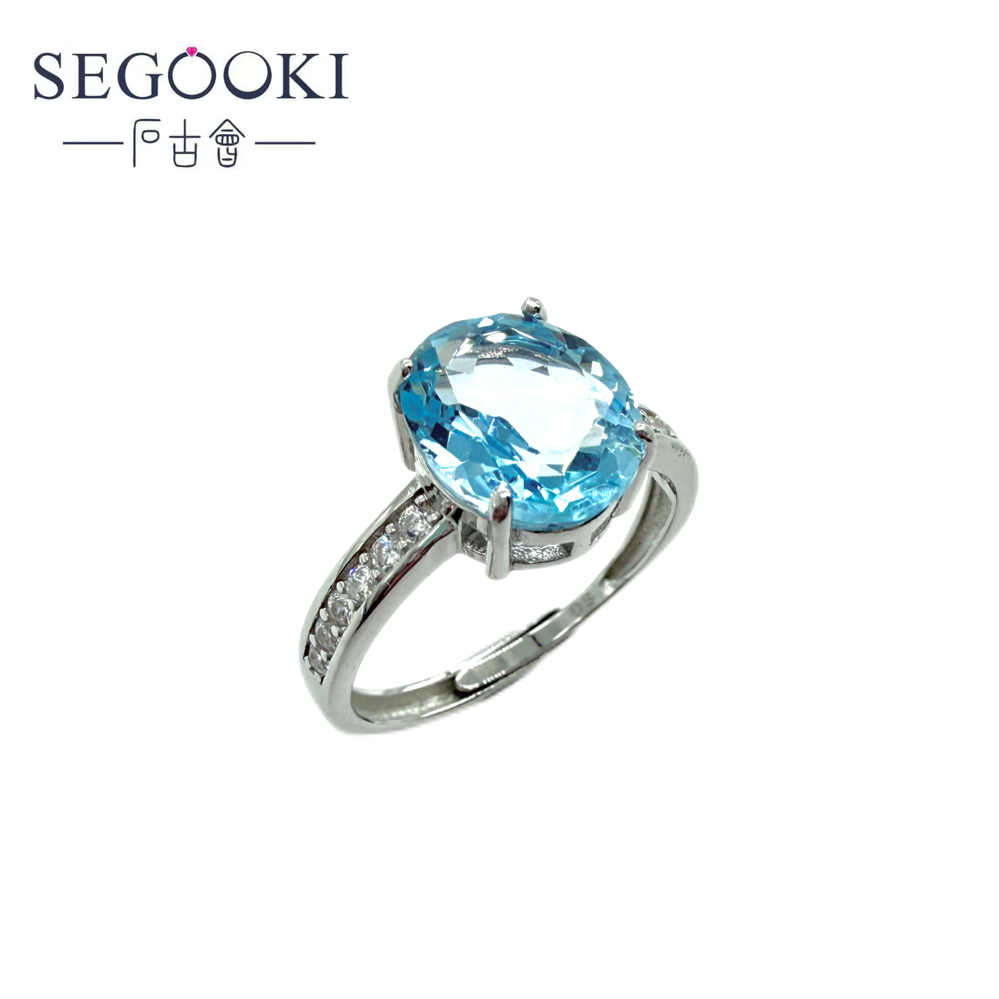 【石古会】S925银托帕石戒指开口【多样性发一】裸石8*10【TPS024】