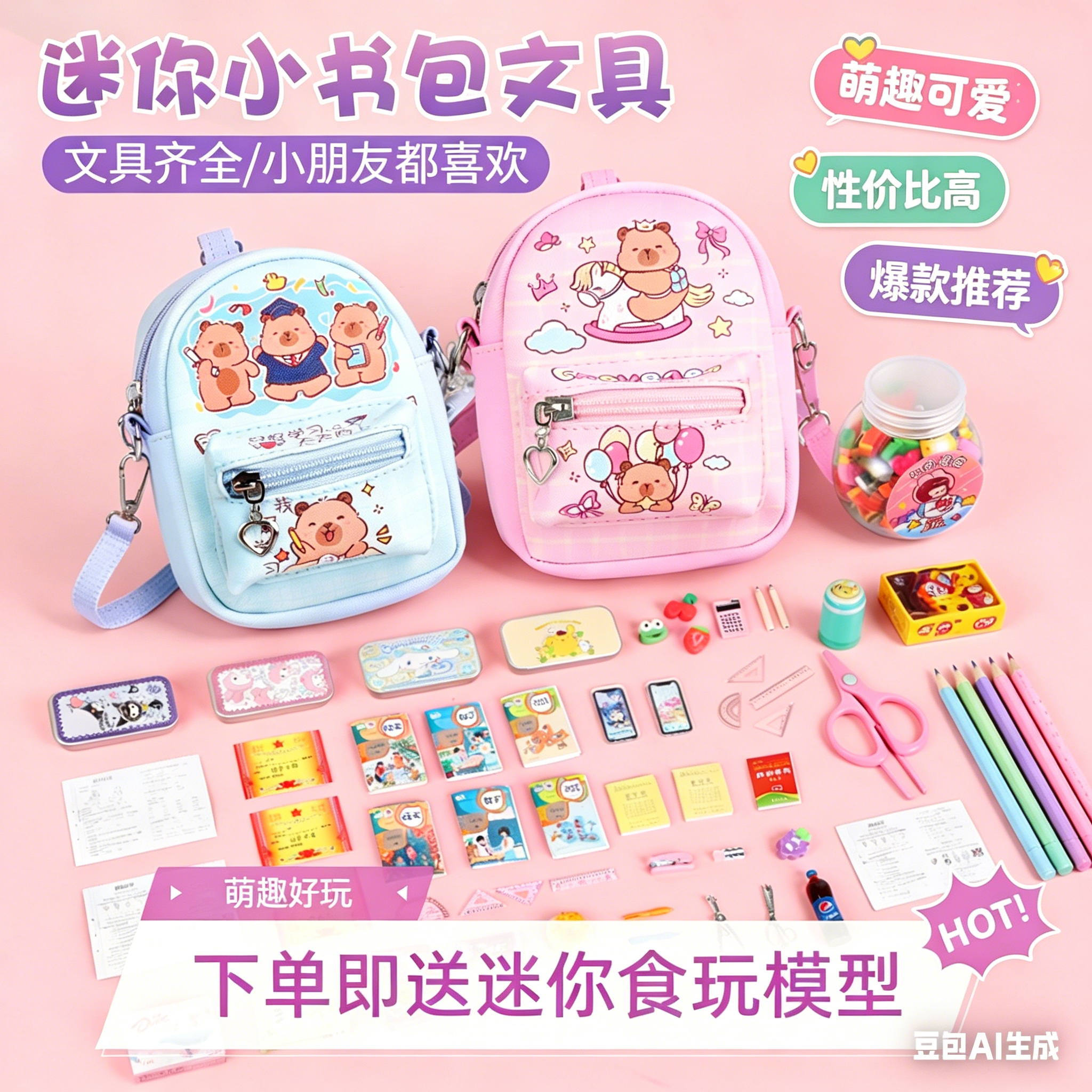 6-益智迷你小文具小孩上学宝宝玩具小物品卡通包迷你创意儿童玩具商品图