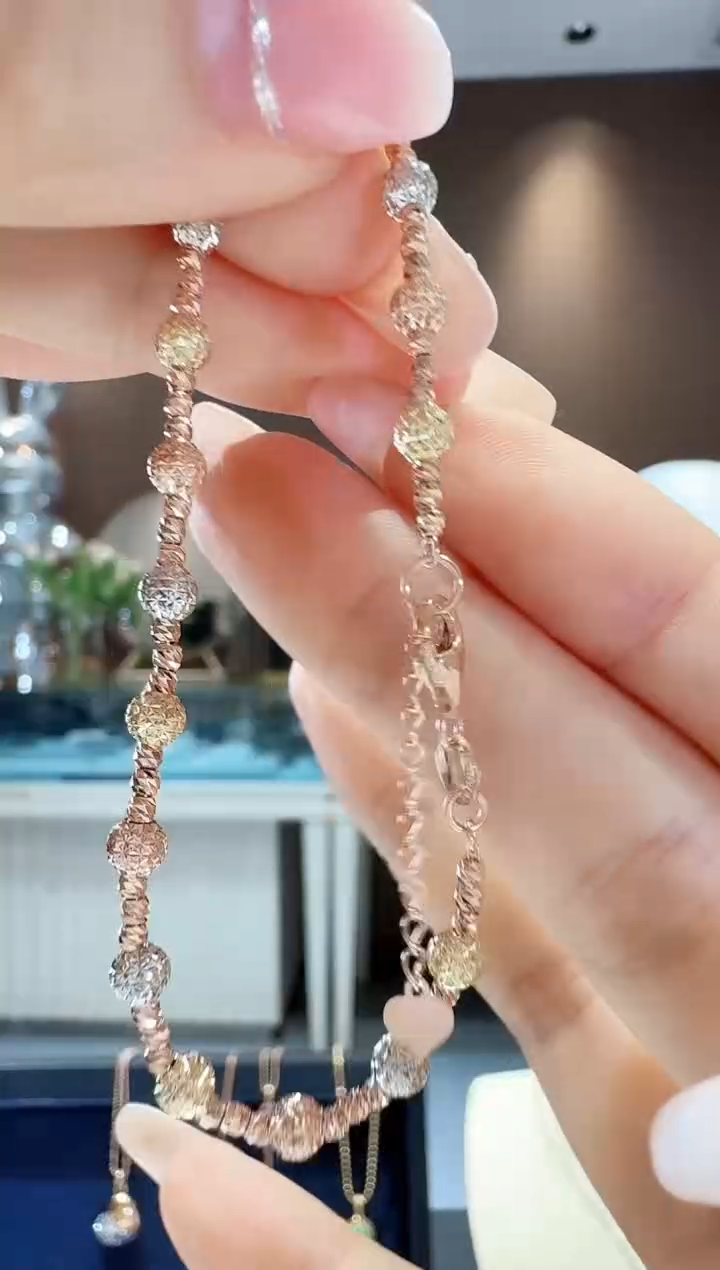 【闪购商品】18K金手链三色珠珠手链