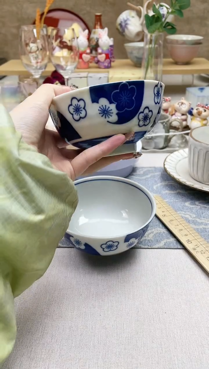 【闪购商品】摆件/盘子/杯子波佐见烧蓝染圆碗2只