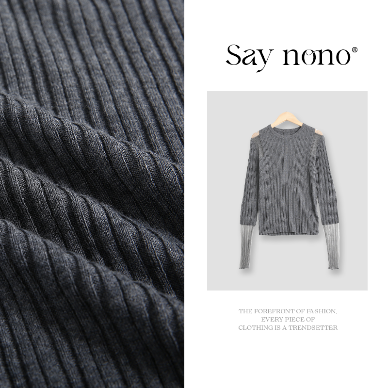 懒猫nono│Saynono 欧根纱羊毛混纺针织衫套头/XXSBH25112