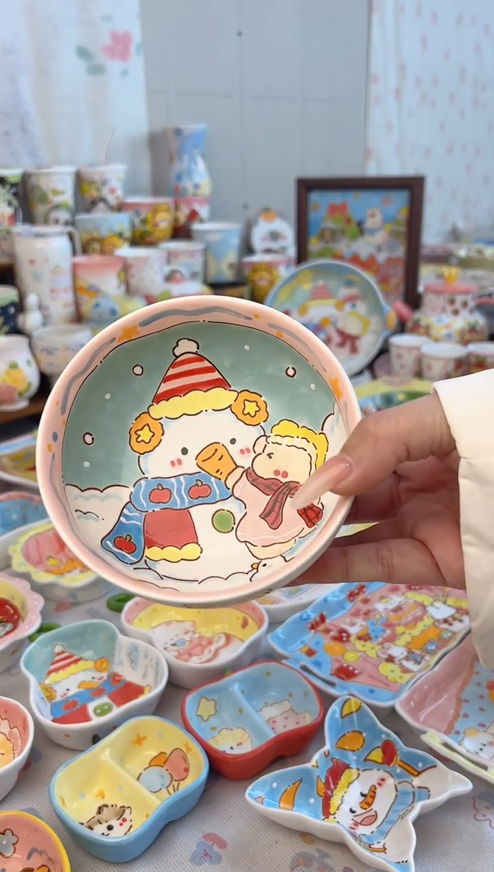 摆件陶H****6景德镇陶瓷手绘微瑕