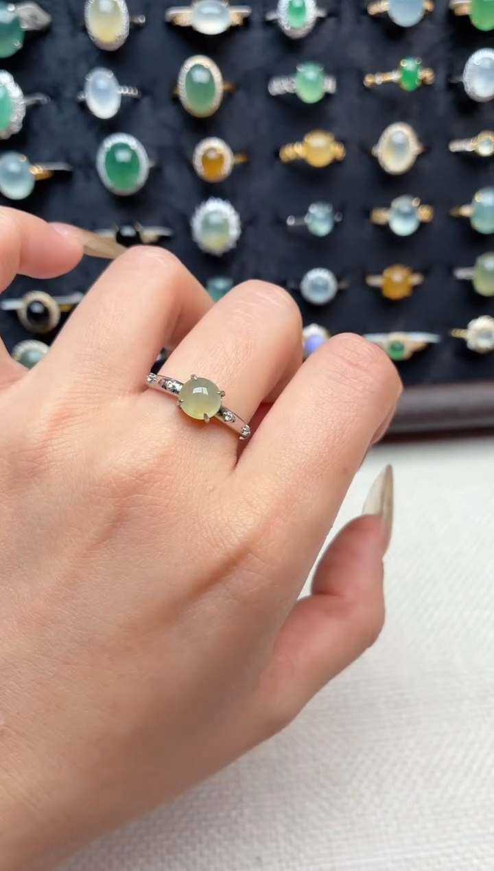 银S925镶嵌戒指翡翠1