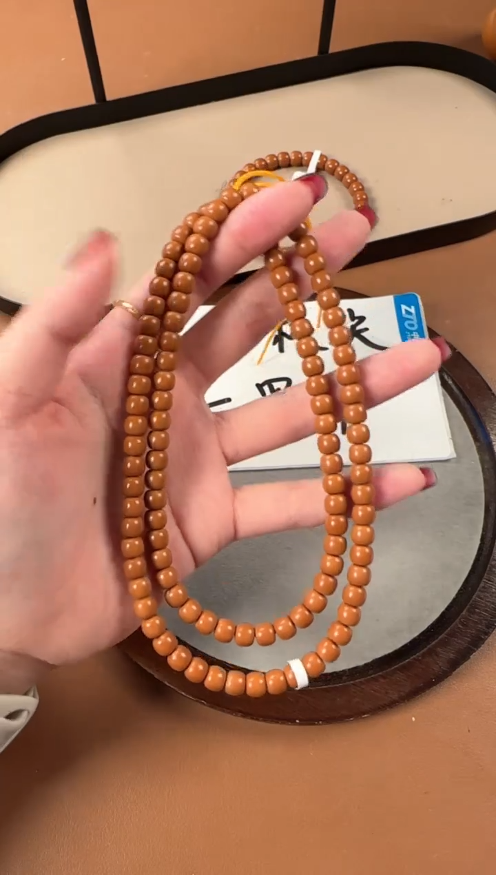 手串橄榄核6.7mm核尖108，老挝料，老型珠，高油高密