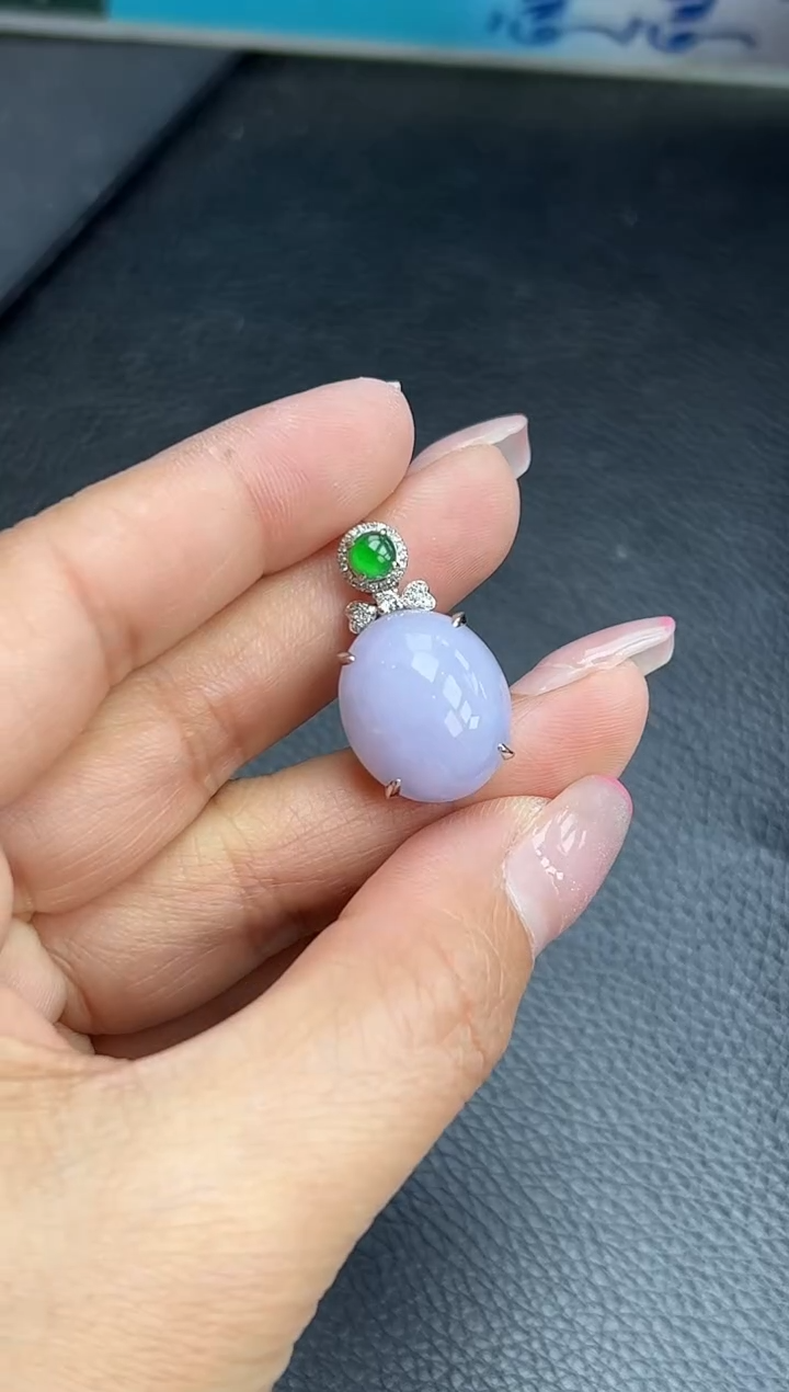 【闪购商品】翡翠颈饰18K金镶嵌K125-66 紫蛋面吊坠