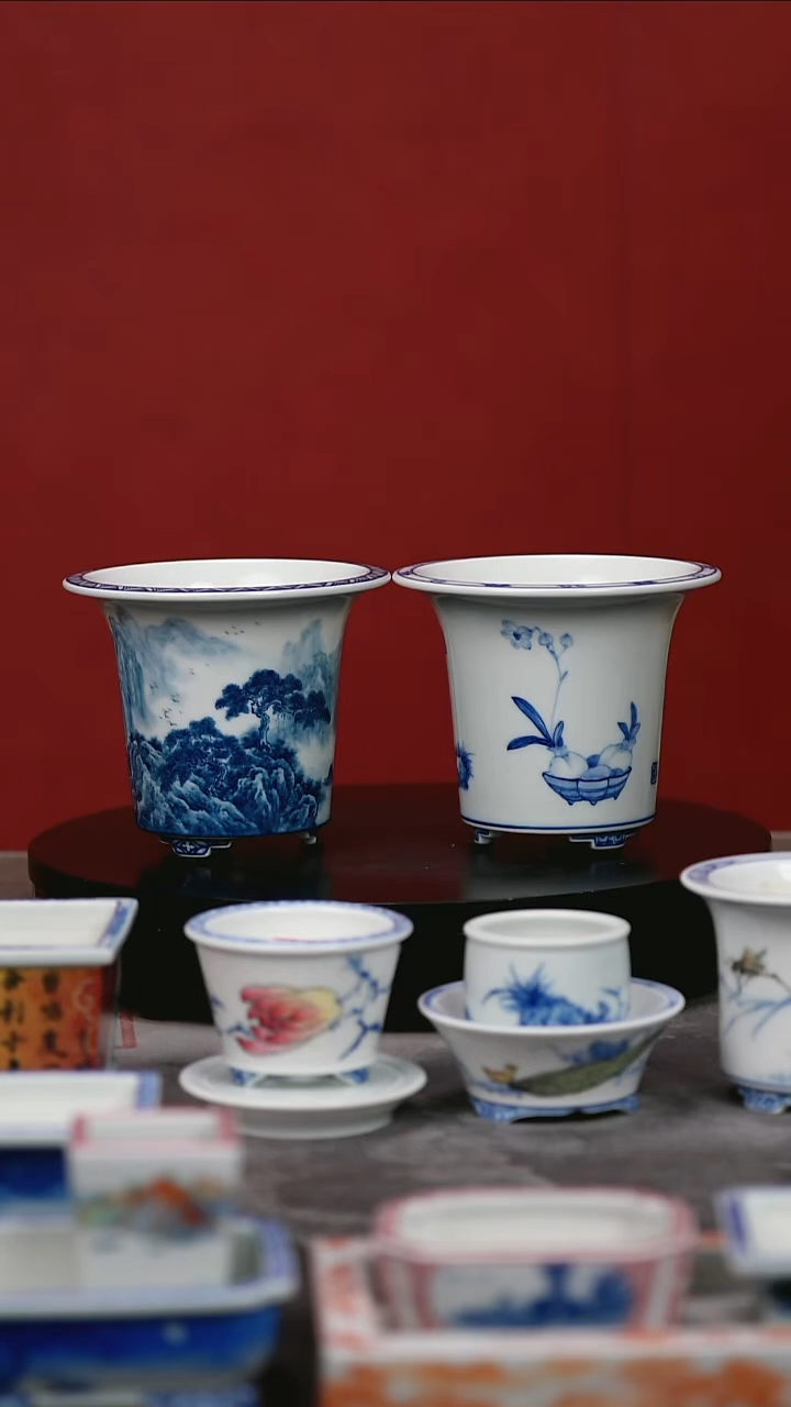 釉下青花山水880水仙花830内口9.5内高8