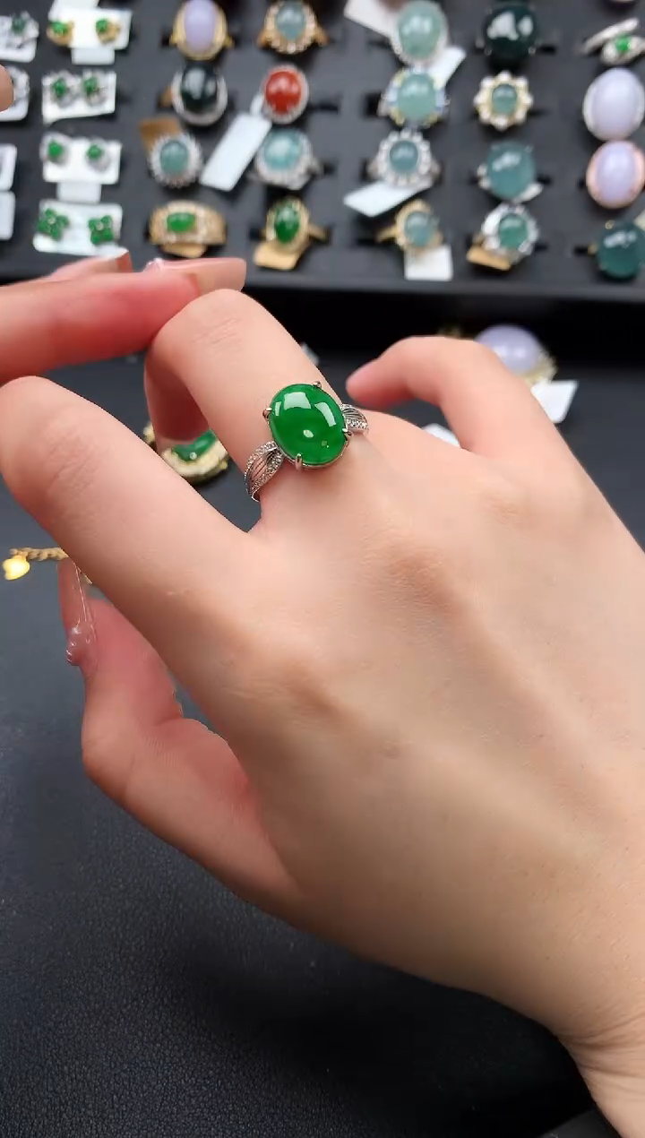【闪购商品】翡翠戒指银S925镶嵌524124