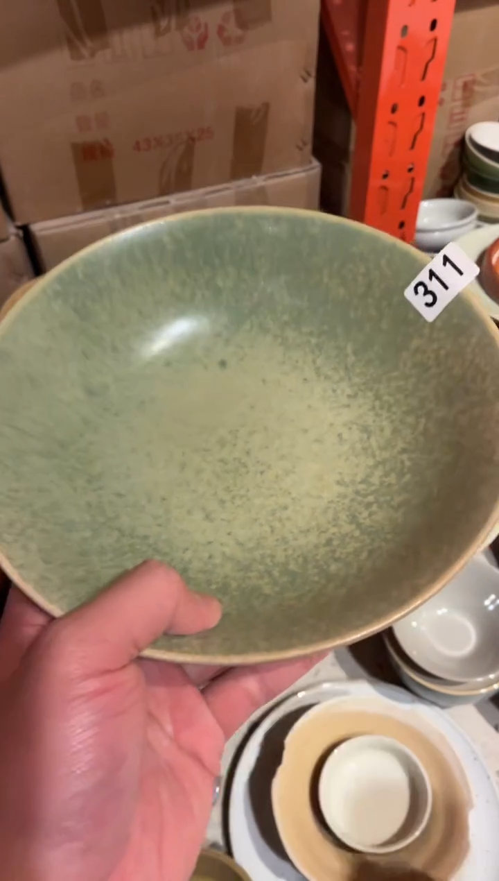 瓷片C****n311微瑕青绿锅盘1个