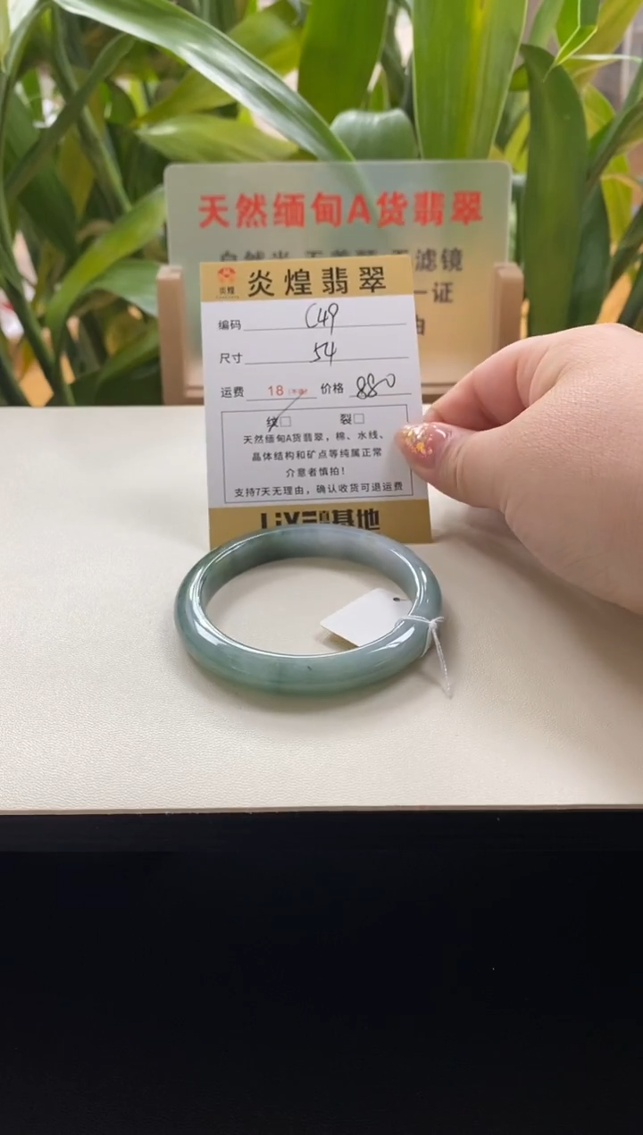 未镶嵌手镯翡翠秋*54圈口编码c49