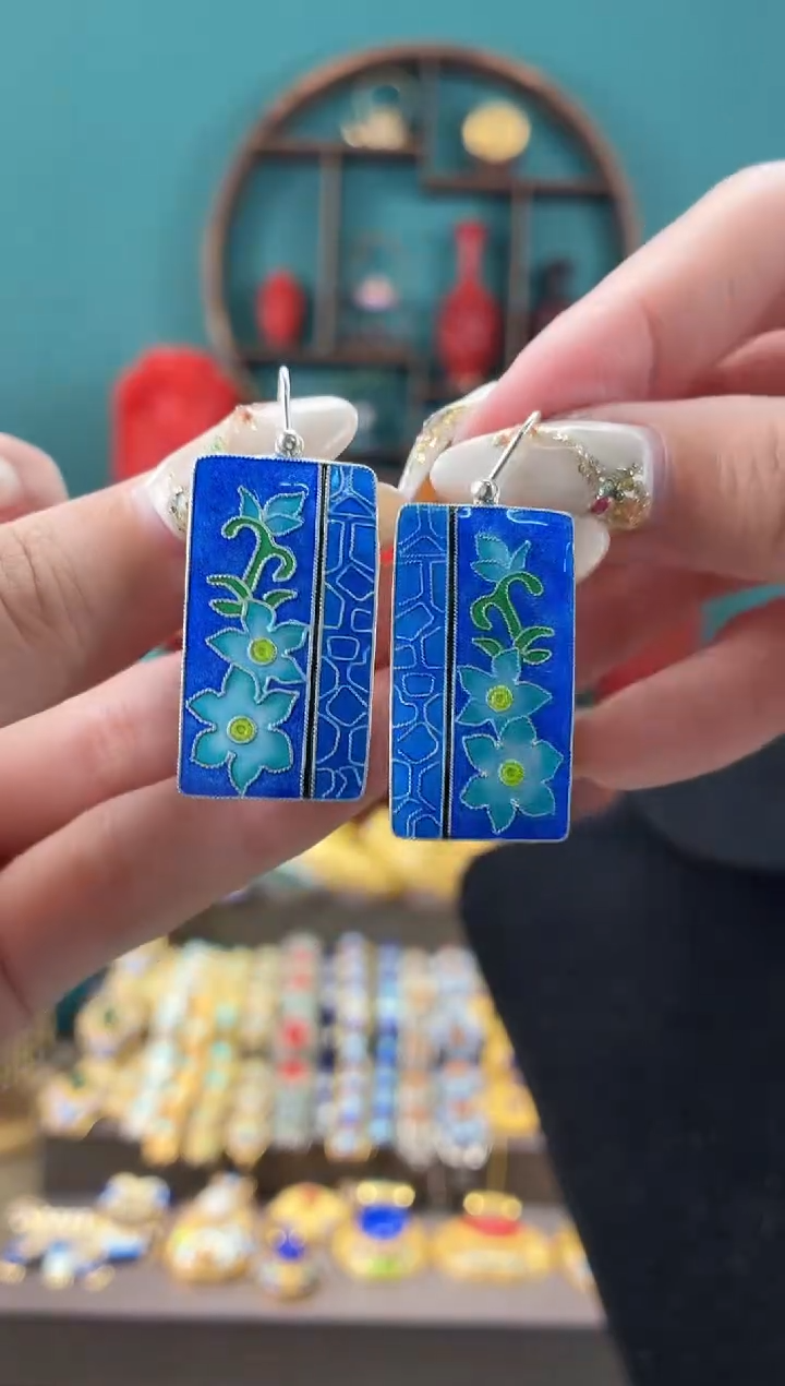 非遗手工烧蓝精品耳环