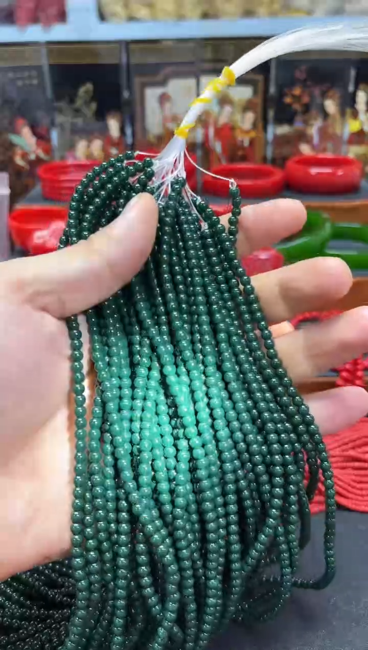 166号精品绿色圆珠半成品项链
