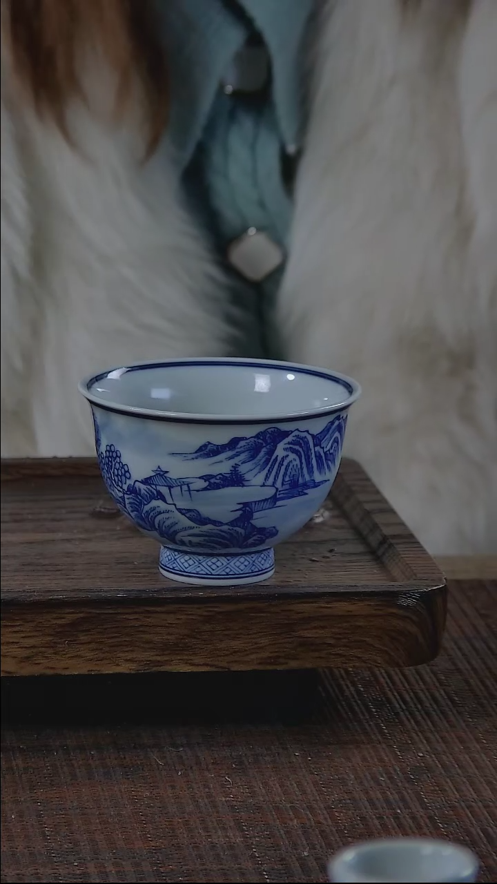 【闪购商品】折葵非器手工手绘山水高足杯