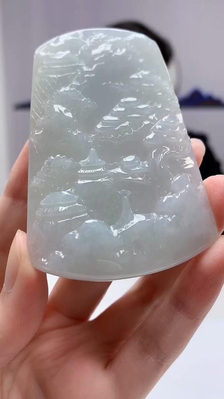 【闪购商品】定制翡翠未镶嵌4917zm-毛货挂件158山水