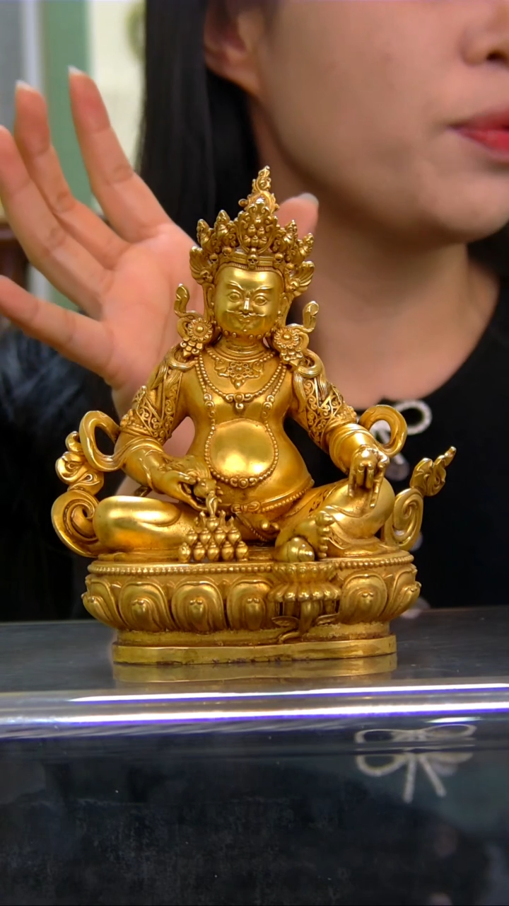 【闪购商品】紫铜鎏金，14分黄财神H20402-Z