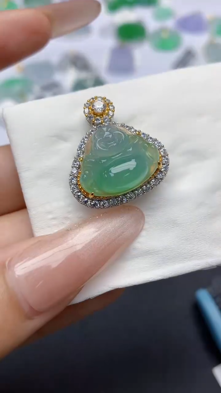 翡翠银S925镶嵌颈饰天然缅甸a货翡翠百元以上9元证书费自理