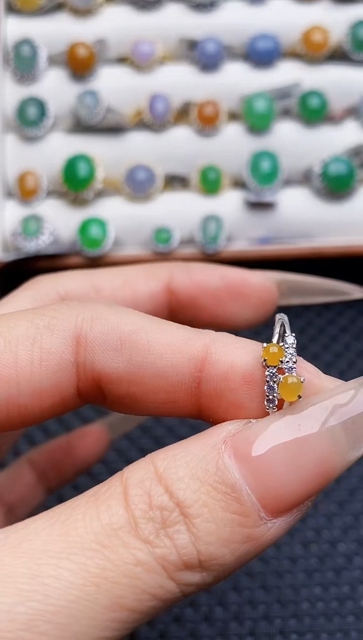 银S925镶嵌戒指翡翠3987