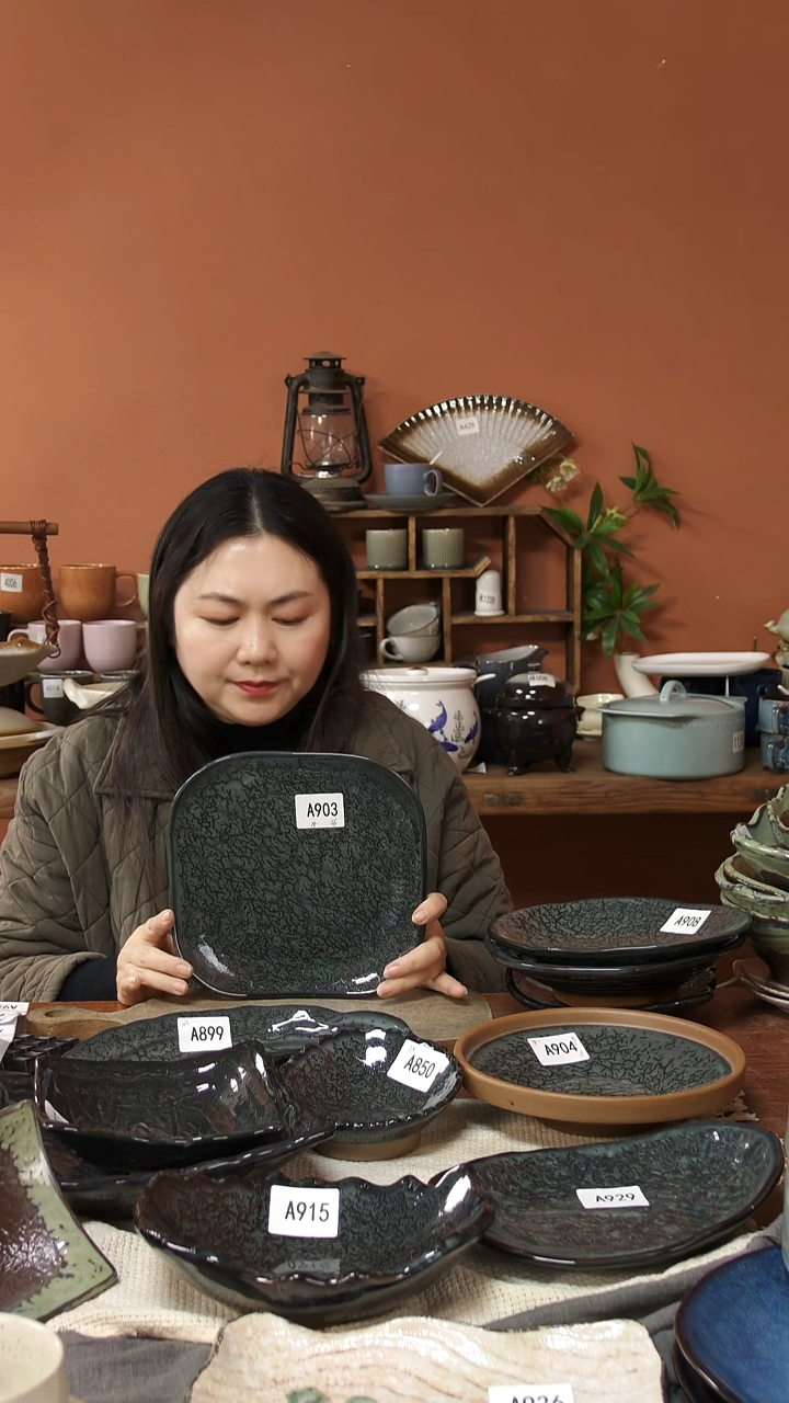 陶瓷A903陶瓷窑变方盘一个微瑕21*3