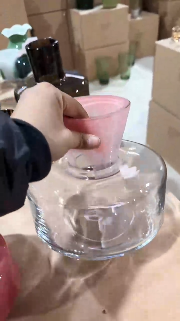 【闪购商品】玻璃粉口透明扁瓶