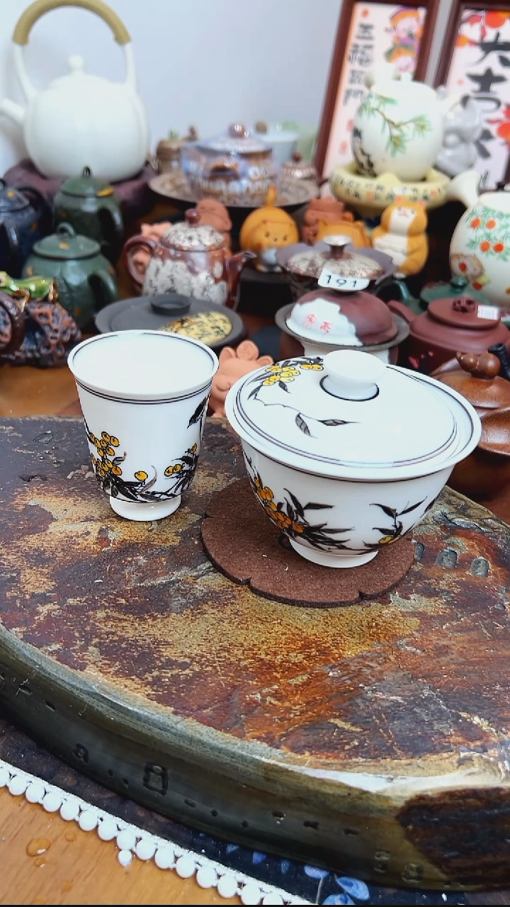 【 茶瓷物语】手工手绘盖碗