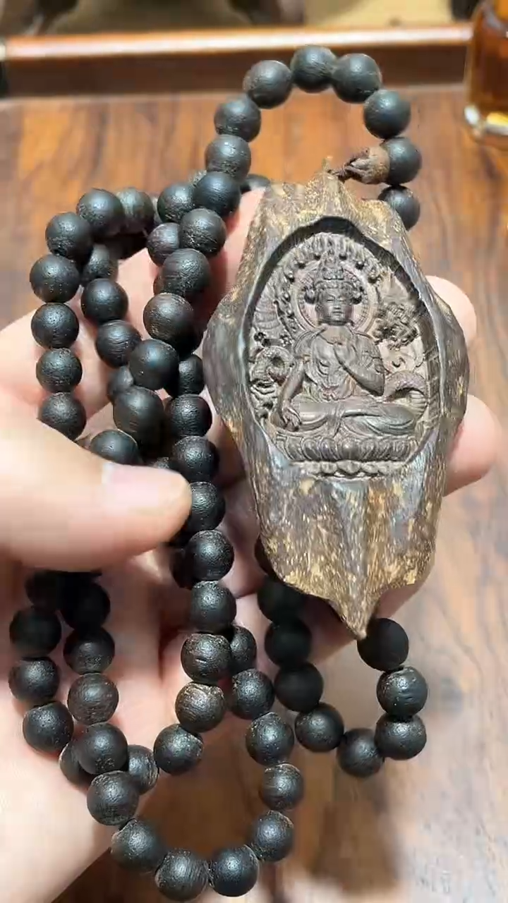 【闪购商品】檀香木精品推荐玉龙观音牌子+链子