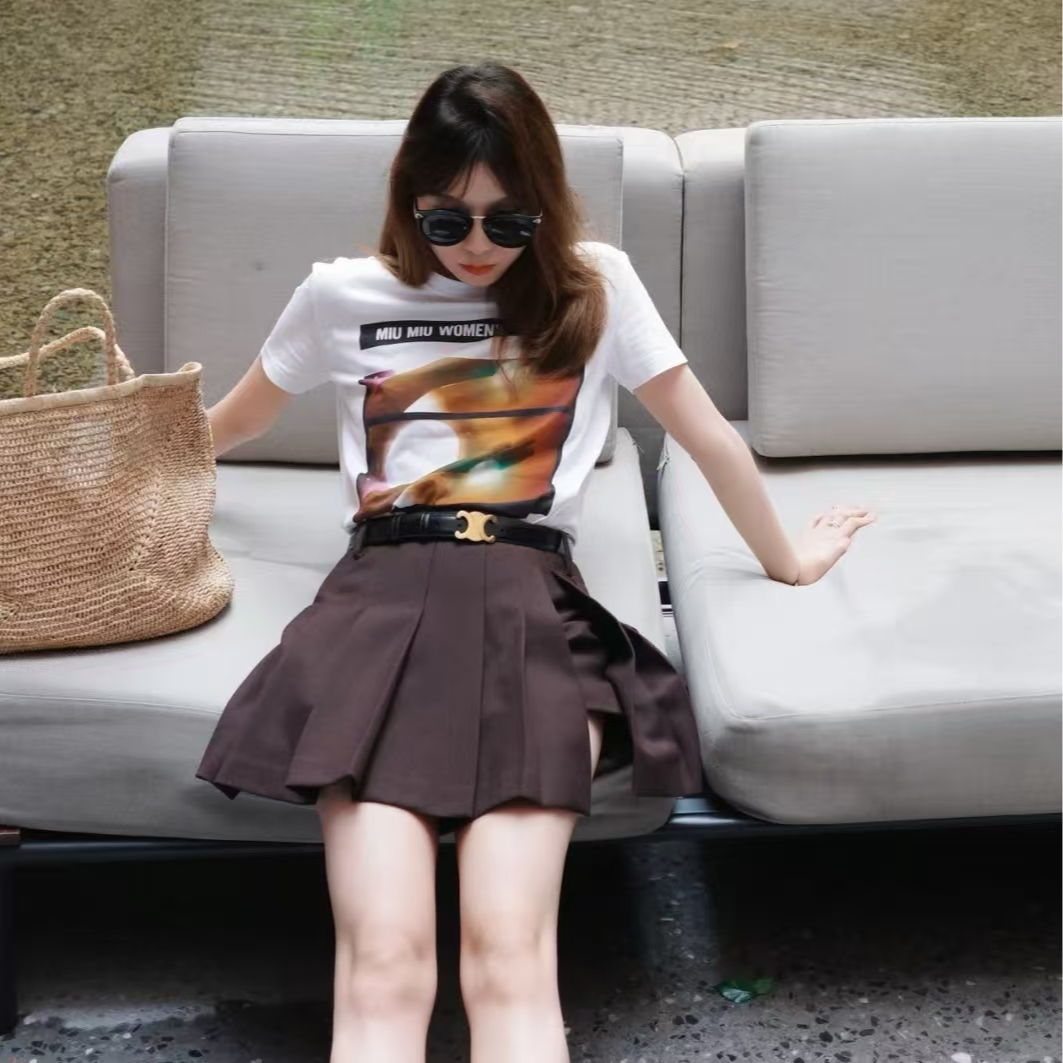 99新 MIU MIU/缪缪 双双臻选/bb10104/缪缪/短袖T恤/S码