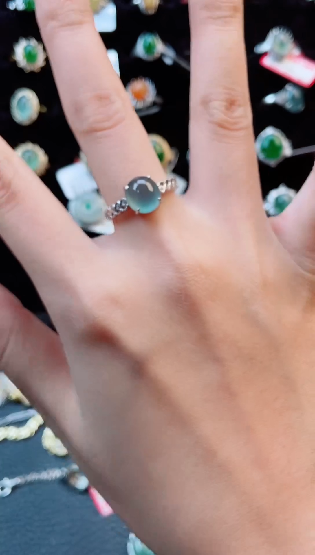 【闪购商品】翡翠戒指银S925镶嵌戒指7575