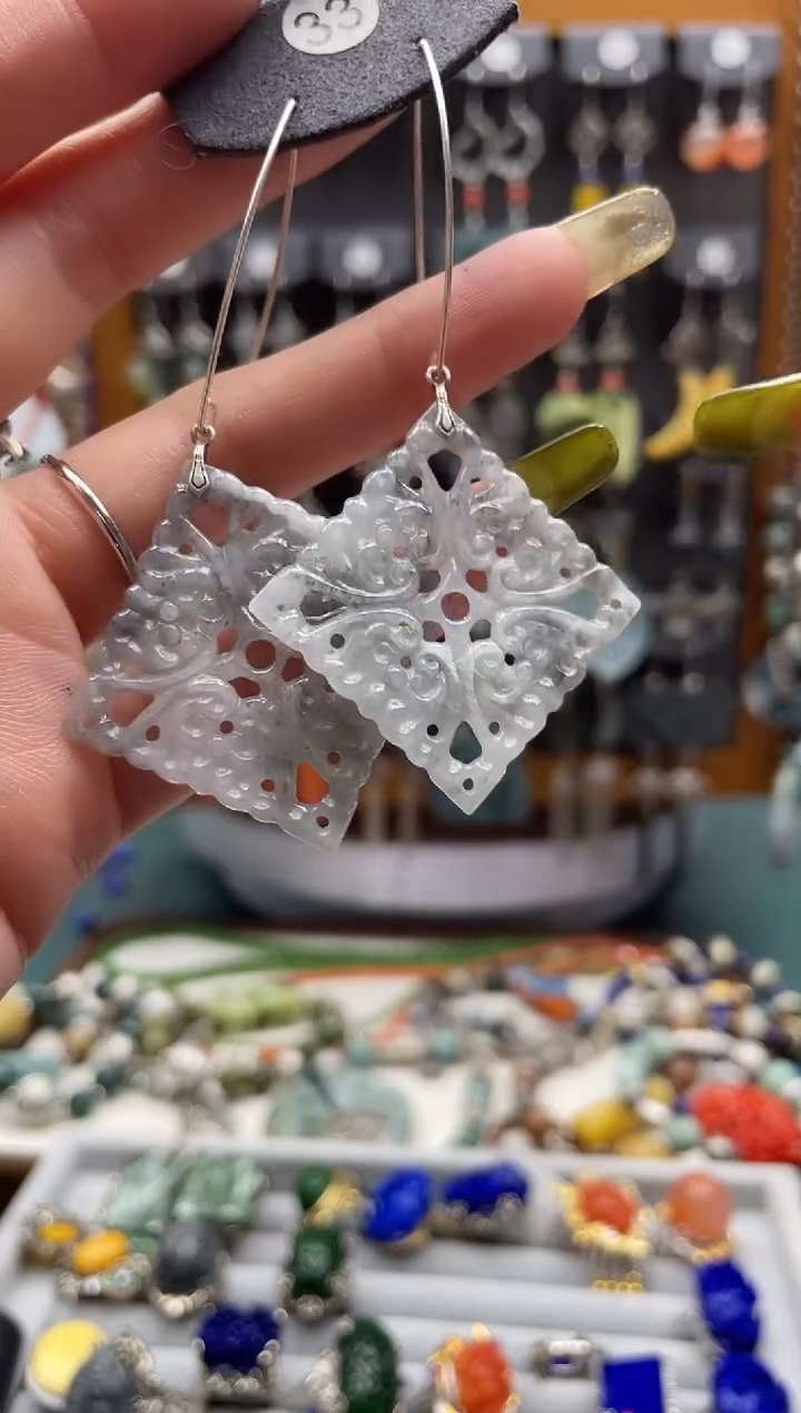 【闪购商品】翡翠耳饰银S925镶嵌饰品