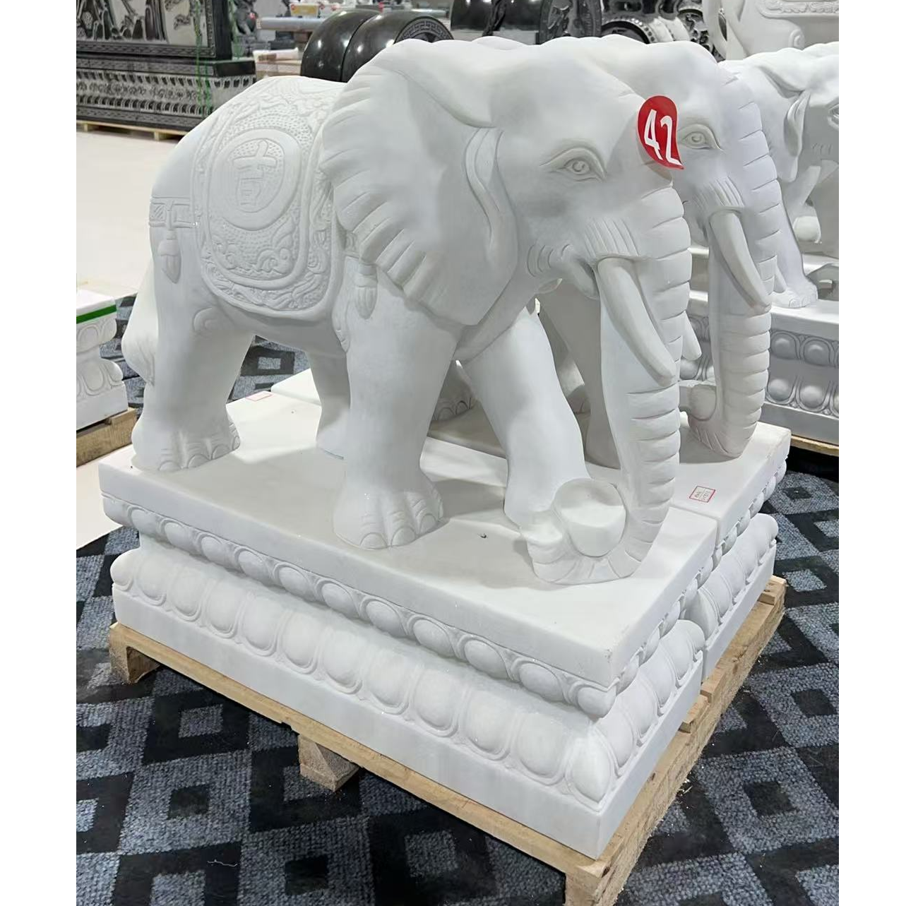 石雕汉白玉大象一对精雕家用门口公司酒店户外庭院别墅门口摆件