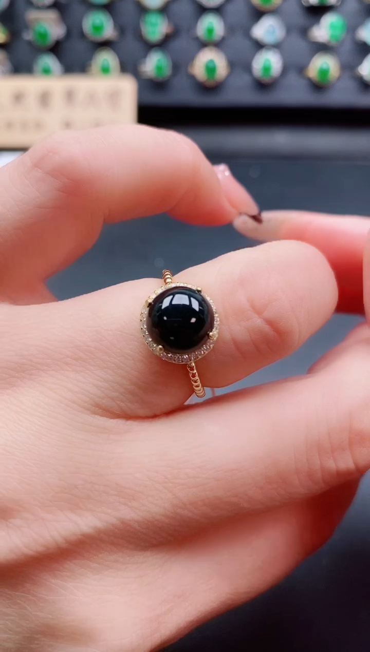 银S925镶嵌戒指翡翠1