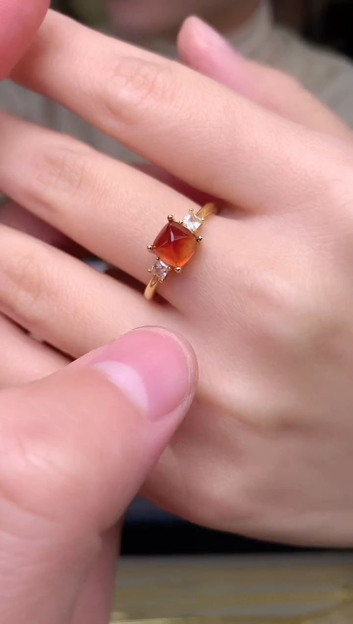 【闪购商品】石榴石戒指银S925镶嵌戒指