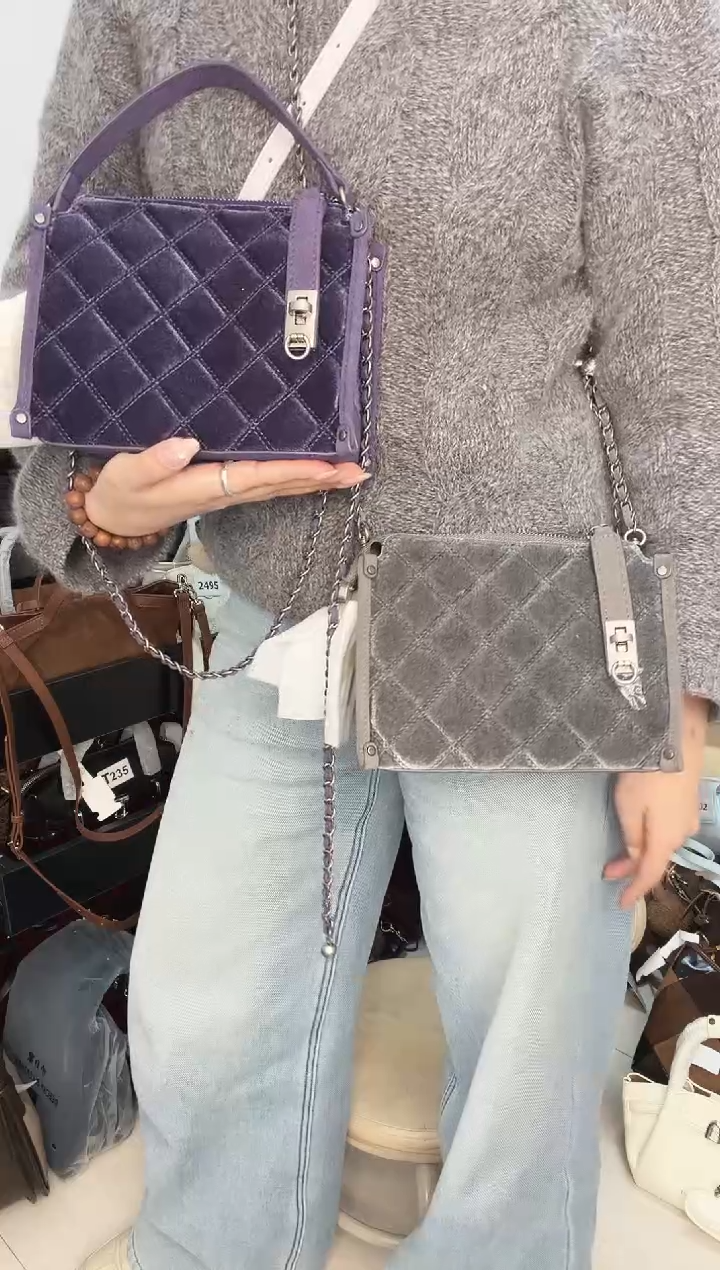 真皮拍下备注颜色  丝绒紫/灰