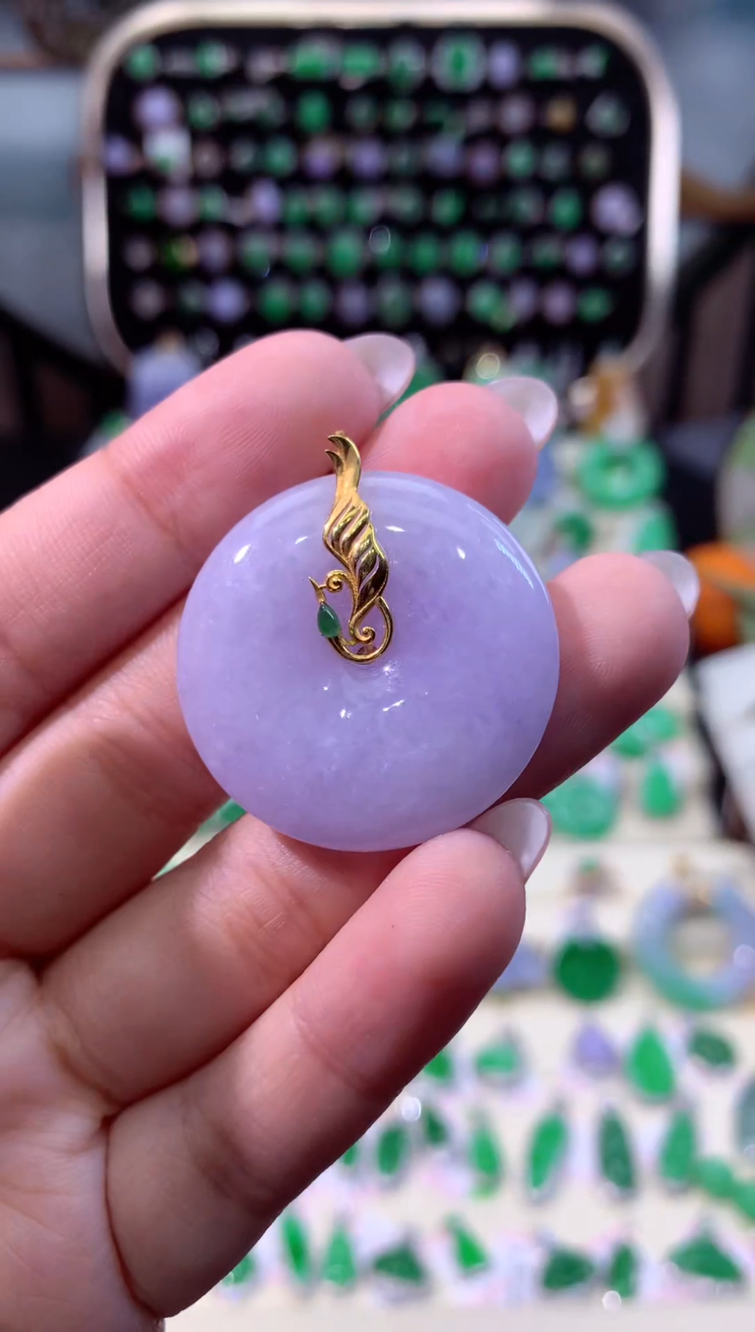 【闪购商品】翡翠颈饰18K金镶嵌缅甸天然A货翡翠