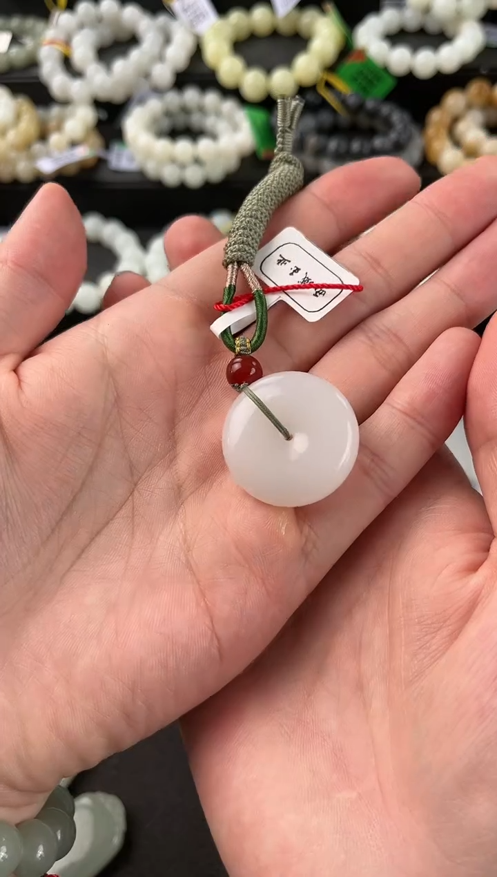 【闪购商品】和田玉平安扣未镶嵌且末天泰白玉平安扣微色差