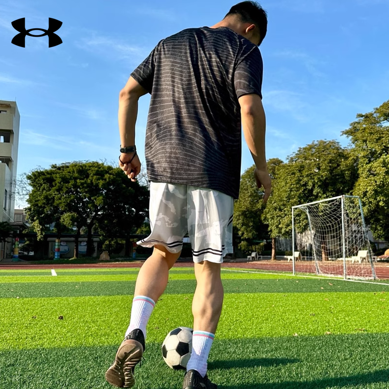 安德玛运动T恤男足球球衣夏季跑步健身训练速干透气户外休闲短袖