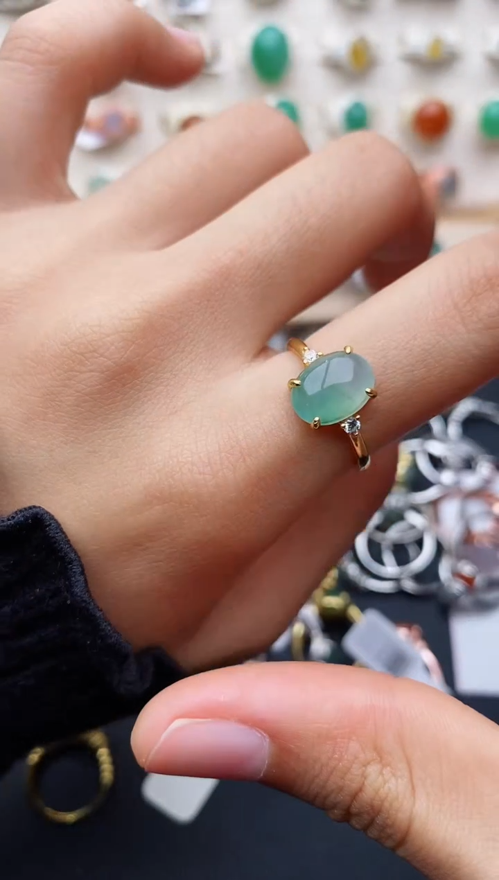 【闪购商品】翡翠戒指银S925镶嵌缅甸翡翠